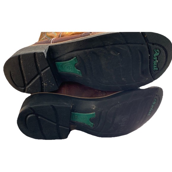 Ariat Fatbaby Brown‎ Turquoise Stitch Square Toe Western Cowboy Boot Women 7.5/8 - Picture 6 of 8